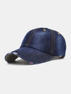 Gorra de béisbol unisex denim con borde rasgado