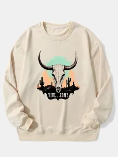 Sudaderas con estampado de cactus y cabeza de vaca