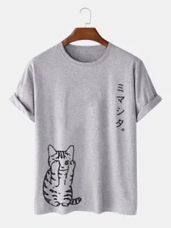 Camisetas estampadas japonesas Gato