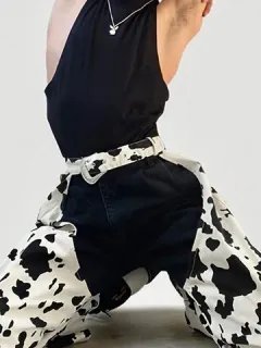 Recorte estampado de vaca para hombre Pantalones