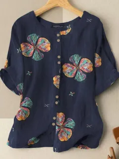 Blusa con estampado de flores Cuello