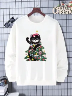 Sudaderas con estampado navideño Gato