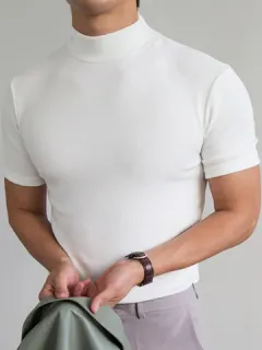 Camiseta de ajuste alto para hombre Cuello Delgado