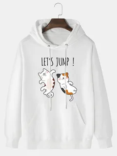 Sudaderas con capucha con estampado de letras Cartoon Gato