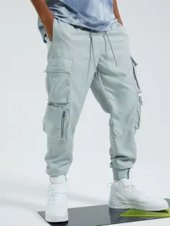 Hombres Hip Hop Street Style Bolsillo con cremallera Carga Pantalones