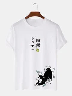 Camisetas con estampado japonés Cute Gato