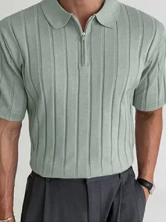 Golf de punto acanalado con media cremallera Camisa