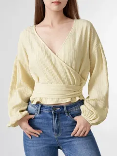 Blouse with dropped shoulders and plain bow