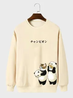 Sudaderas con estampado de dibujos animados Panda Gato