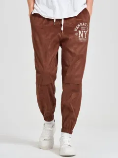 Estampado de letras Varsity con dobladillo Pantalones