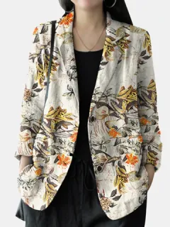 Blazer casual con botones y estampado floral