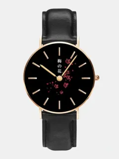 2 Colors Men Plum Bossom Print Quartz Watch