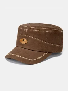 Hombre Color sólido Retro Keep Warm al aire libre Plano Sombrero militar Sombrero