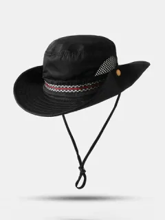 Visera de lona Bucket Fisherman Sombrero Correa de barbilla plegable