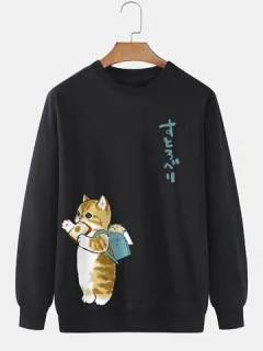 Lindas sudaderas con estampado japonés Gato