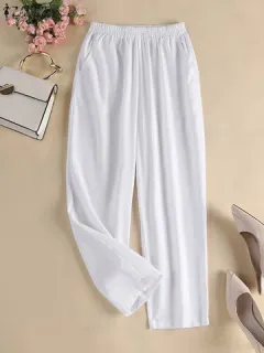 Liso Cintura elástica Casual Pantalones