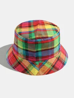 Mujeres y hombres Plaid Patrón Cubo estilo puerto retro Sombrero