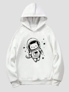 Sudaderas con capucha estampadas Astronauta Gato