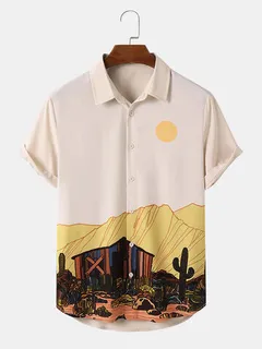 Camisas con estampado de paisaje del desierto de cactus