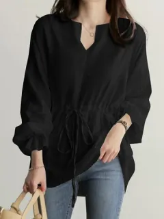 Blusa informal con cintura elástica sólida