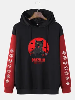 Sudaderas con capucha con letras impresas Cat Demon