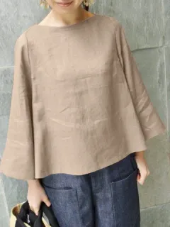 Blusa lisa de manga larga acampanada