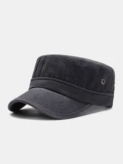 Gorra plana con costura plisada lavada para hombre