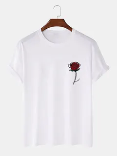 Camisetas dibujo lineal con estampado de rosas