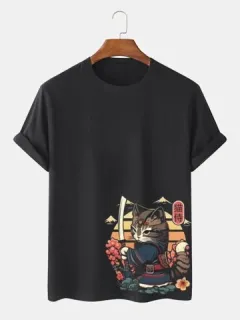 Guerrero japonés Gato Camisetas gráficas