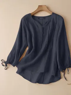 Blusa con lazo sólido en los puños