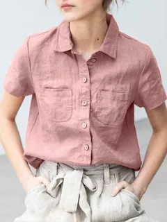 Solapa de bolsillo con botones lisos Camisa