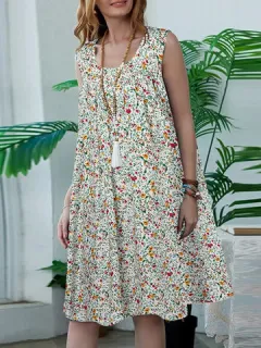 Sin mangas con estampado floral Ditsy Vestido