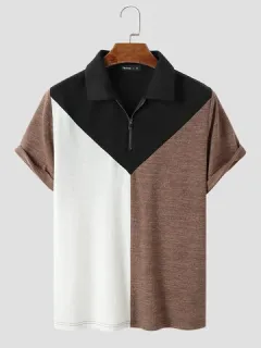 Camisas de golf con media cremallera Colorblock