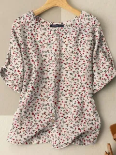 Media manga floral florecitas Camisa