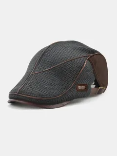 Boina Hombre Punto Piel Patchwork Color Sombrero