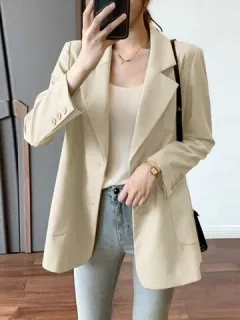 Blazer de solapa con botón de bolsillo liso