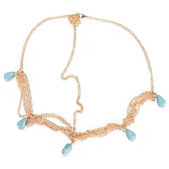 Lady Headdress Turquoise Gold Stone Hair Cuff Chain Headband