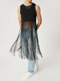 Men's Fringe Hem Short Vest