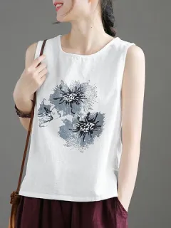 Floral Print Cotton Tank Top