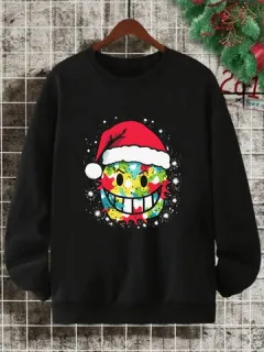 Sudaderas con estampado de sonrisa navideña