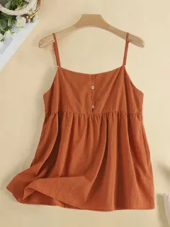 Camisola de algodón con detalle de botón liso