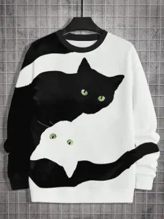 Sudaderas con estampado en contraste Gato