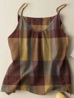 Vintage Plaid Spaghetti Strap Cami