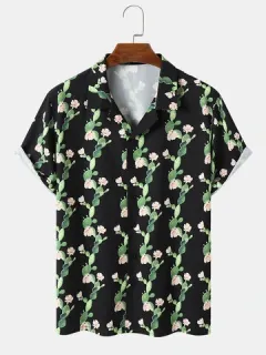 Camisas con estampado de plantas de cactus en toda la prenda