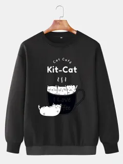 Sudaderas con estampado de letras Cartoon Gato