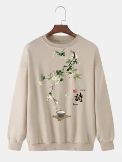 Chinese Style Floral Print Sweatshirts