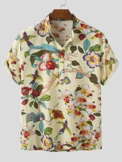 Henley con estampado floral por toda la prenda Camisa