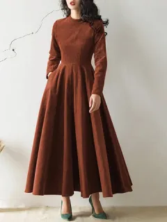 Pana sólida con cuello alto Vestido