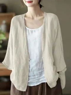 Plain Open Front Casual Kimono