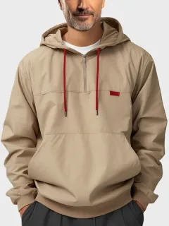 Sudaderas con capucha y media cremallera unicolor